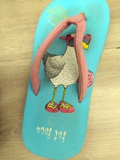Toddler Fat Face Fun Seaside Thong Flip Flops Cushioned Foam Size 10 28 blue 