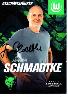 Jörg Schmadtke VfL Wolfsburg 2021/2022 handsignierte Autogrammkarte