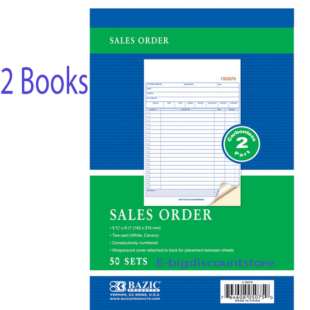 bazic products carbonless 2 part sales order forms 12 books 50 sales order forms