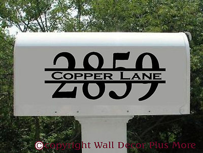 Mailbox Decal Vinyl Sticker Personalized Die-Cut House Number Street Name set/3