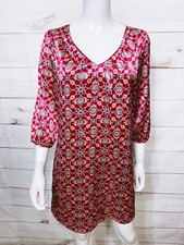 Forever 21 Womens Dress Size S Magenta & Blue Lined 3/4 Sleeve Back Zip