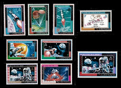 Grenada 1969 - Space Apollo 11 Moon - SPECIMEN Set of 9 Stamps