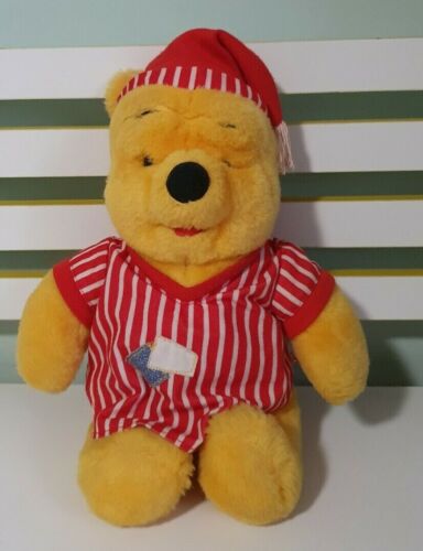 WINNIE THE POOH PLUSH TOY IN RED NIGHTCAP AND STRIPED PJS CHARACTER TOY 32CM  - 第 1/2 張圖片