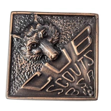 Cub Scout 2.75" Paperweight Heavy Duty VTG Boy Scouts of America Copper Tone BSA