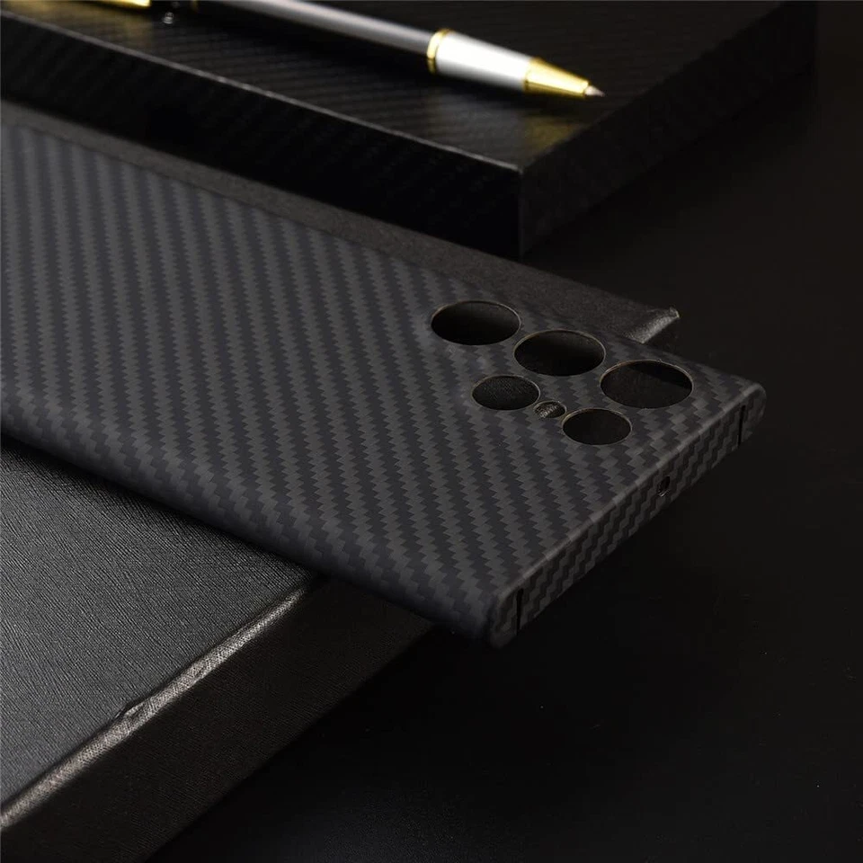 Funda de fibra de carbono de aramida negra para Samsung Galaxy S22 Ultra protectora parachoques  Foto 3 de 4