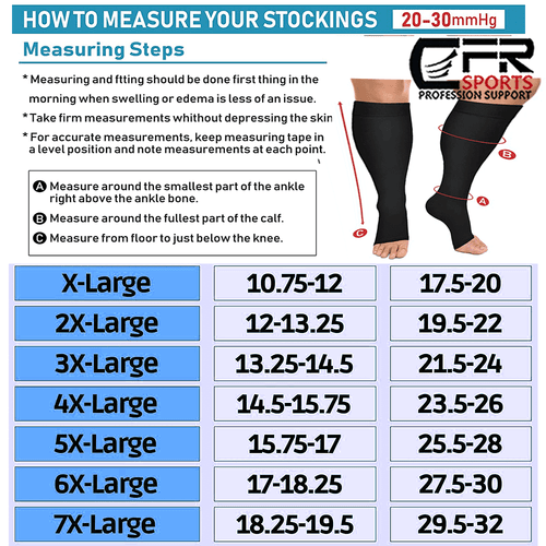 Compression Socks 20-30mmHg Wide Calf 