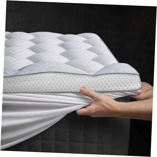 3 Inch Ultra-Fluffy Memory Foam Mattress Topper for Back Pain, Extra King White