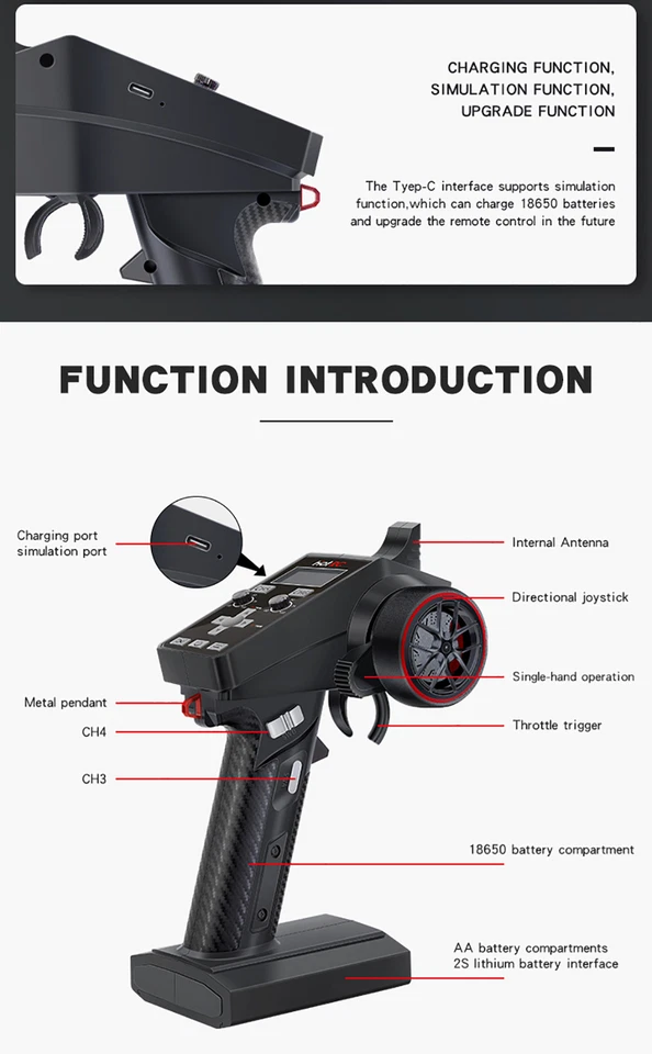 HotRC RC Sender CT-6A CT-8A 6CH 8CH 2,4 GHz mit F-06A F-08A PWM GFSK Empfänger - Bild 2 von 4