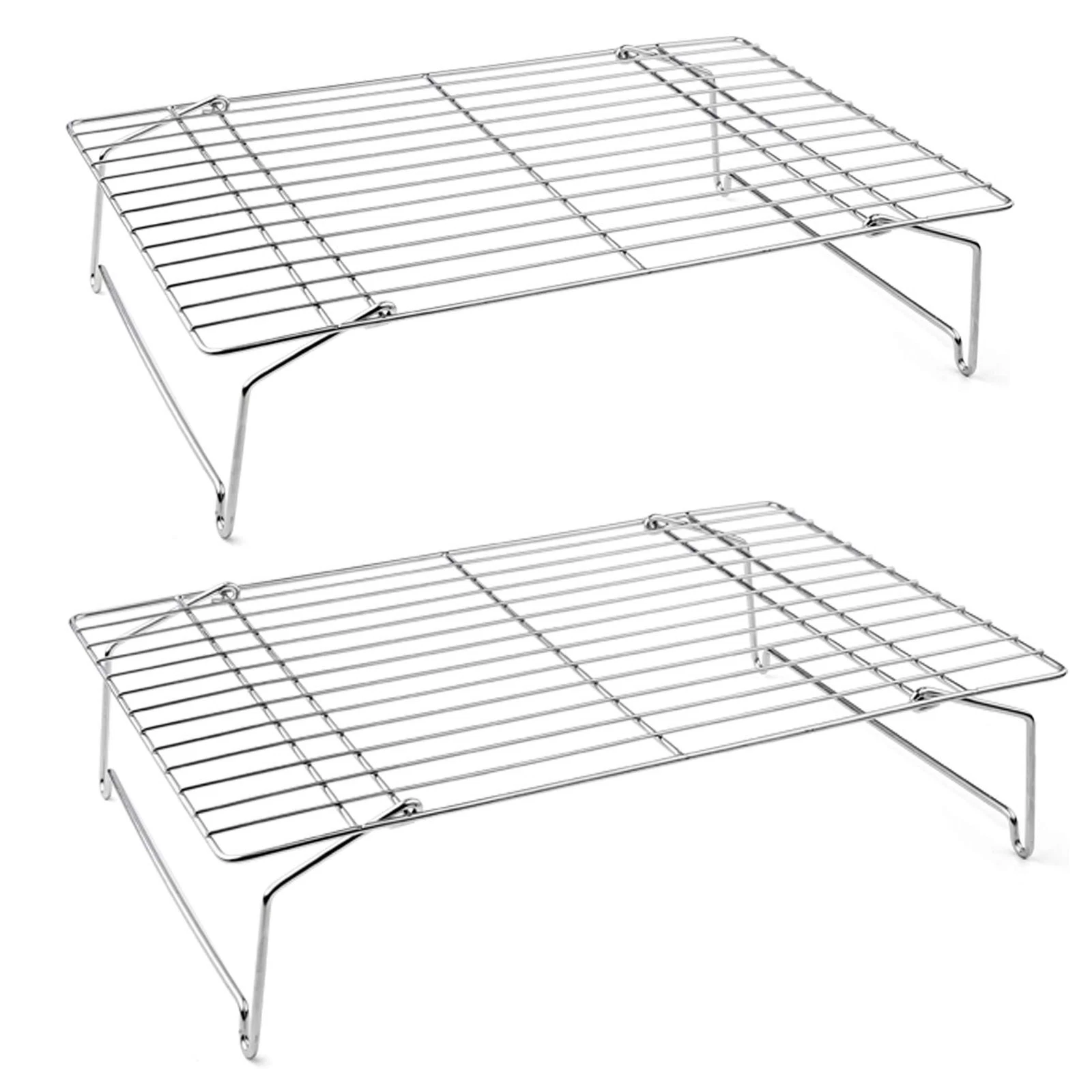 Cooling Rack Set, P&P CHEF 2-Tier Stackable Stainless Steel Wire Racks for Ba...
