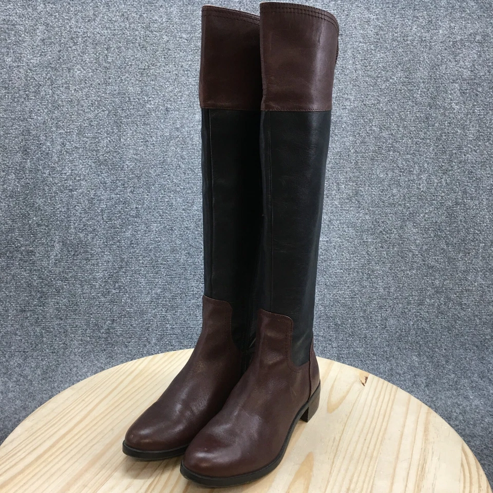 Botas Vince Camuto Mujer 9 M Vatero Hasta la Rodilla Botas de Montar Cuero Negro Marrón Foto 4 de 4