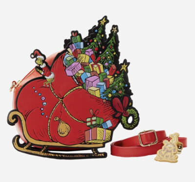 Loungefly Dr. Seuss' How the Grinch Stole Christmas Sleigh Crossbody Bag New