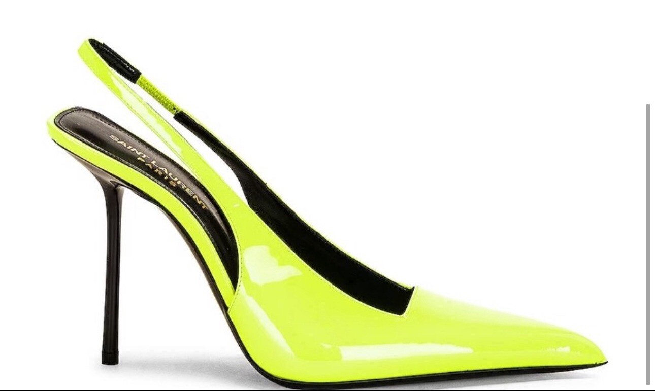 Nuovo Saint Laurent Kiss Slingback Evidenziatore Giallo Décolleté TG 38.5EU 8.5US