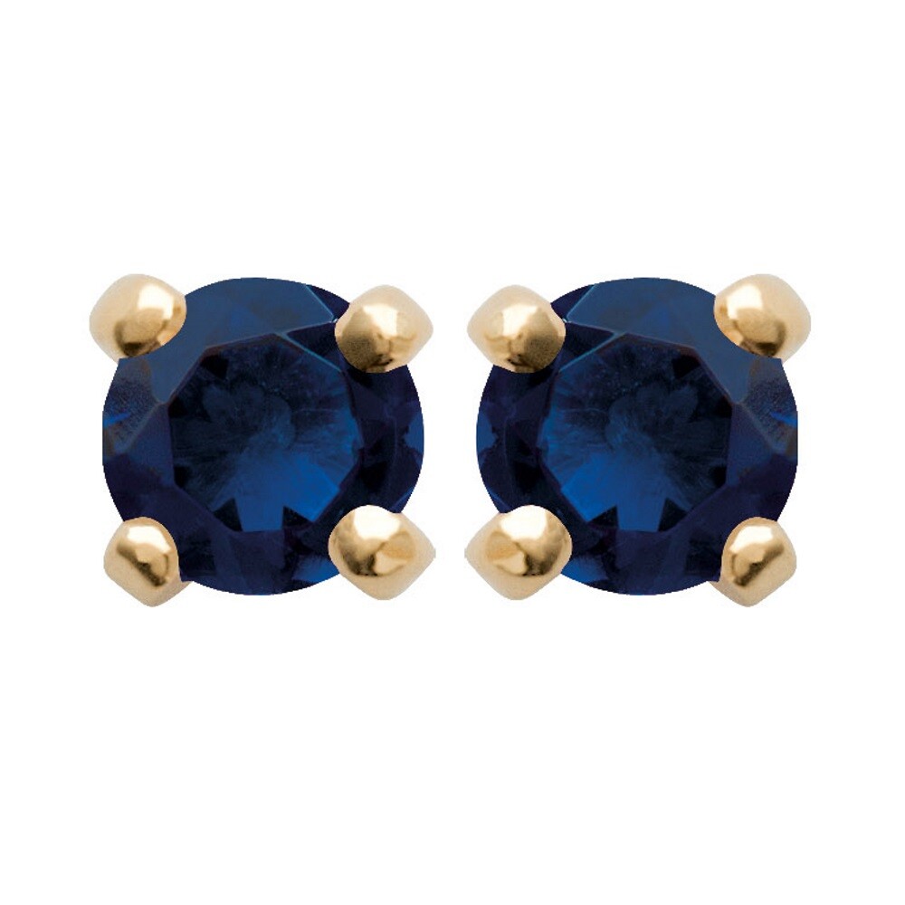Puces d'oreilles or jaune 18 carats et oxydes bleus pour femme sensible