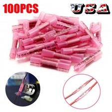 100Pcs 22-18AWG Heat Shrink Butt Wire Splice Connector Crimp Terminal Waterproof