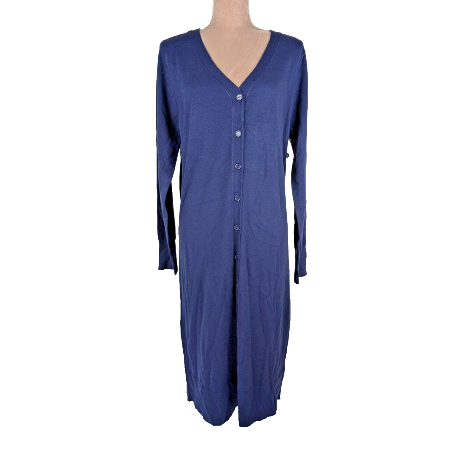 ModCloth Navy Long Sleeve Button Maxi Long Dress Cardigan Women's Size XL NWT