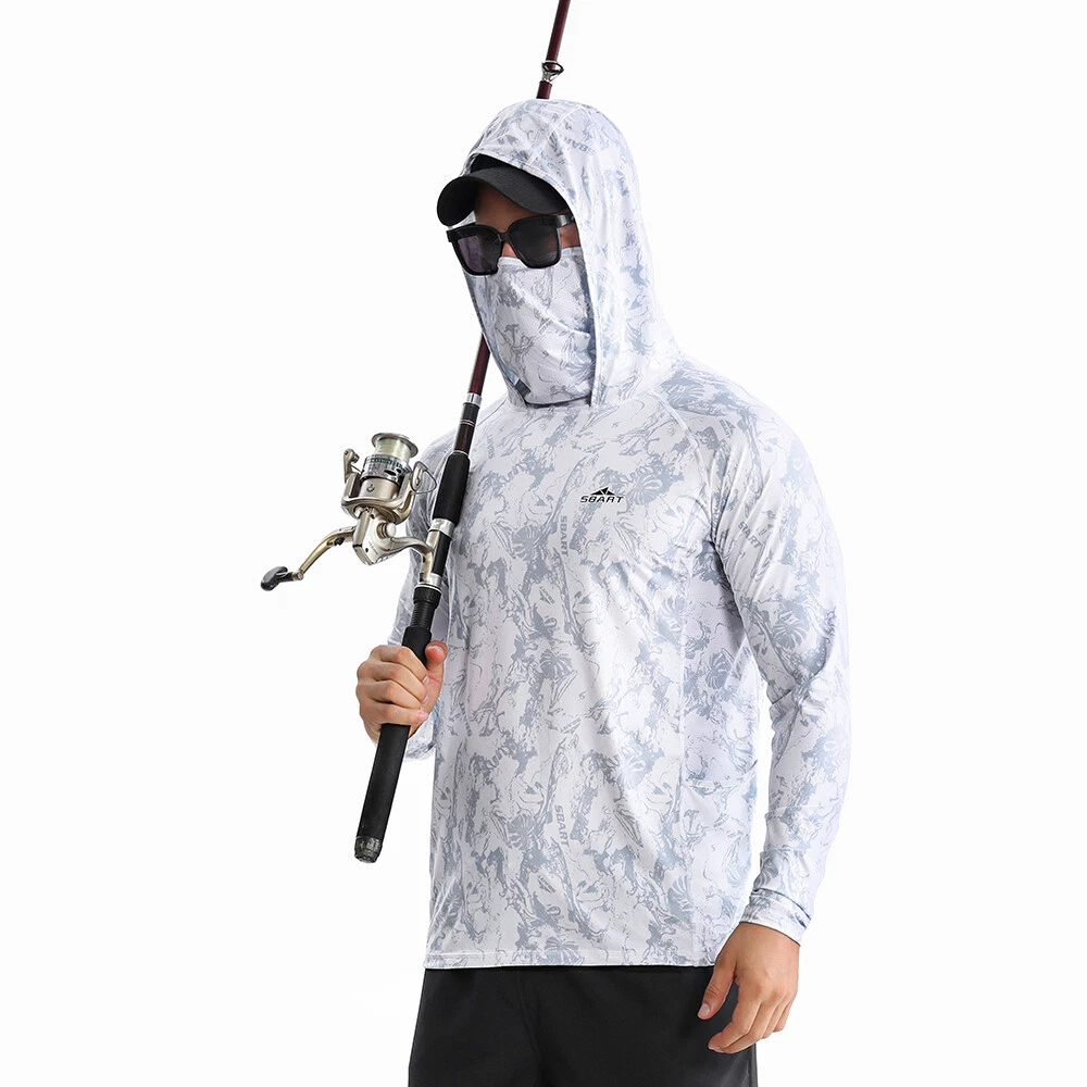 Premium Sbart Men’s Fishing Shirt with Hoodie Face Mask Fishing Hunting Hiking