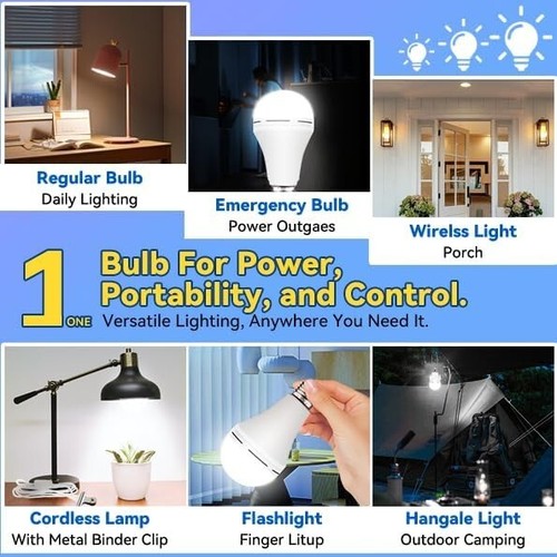 Rechargeable Emergency LED Light Bulbs - 6 Pack for Power Outages & Camping - Picture 10 of 10