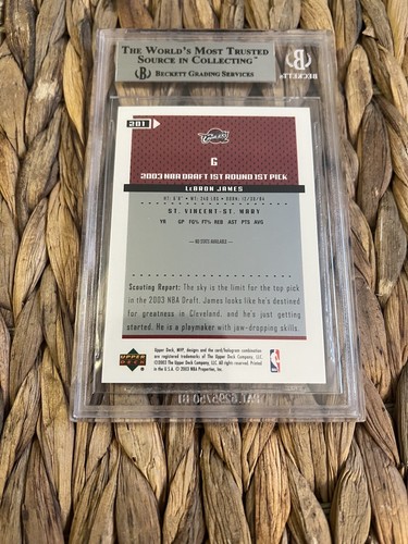 2003-04 Upper Deck MVP #201 LeBron James Cavaliers RC Rookie BGS 9 - Picture 2 of 2