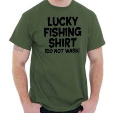 Funny Lucky Fishing Shirt Do Not Wash Humor Mens Casual Crewneck T Shirts Tees