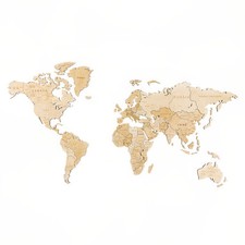 Woodary 3D Natural Wooden Wall World Map for ...