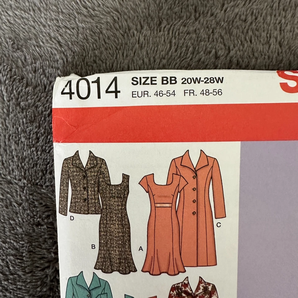 Simplicity 4014 Plus Size Dress Jacket Pattern Size 20W-28W Career Office - Image 2 of 4