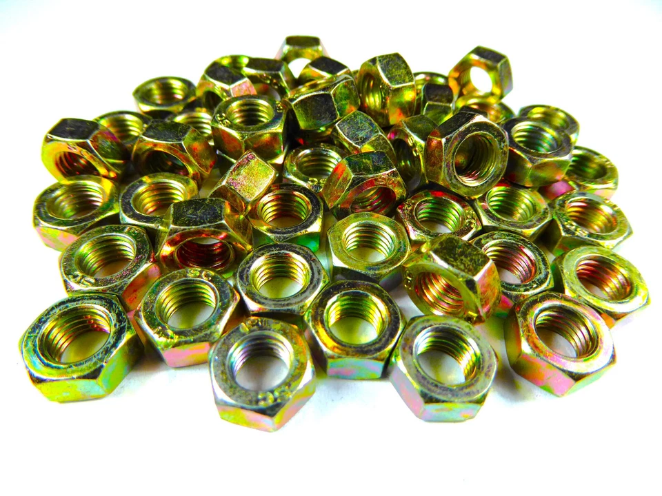 50 x DIN 934 Mutter M7, gelb verzinkt