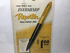 Eversharp Reporter Ball-Point Pen. 1950 Original Print Ad.