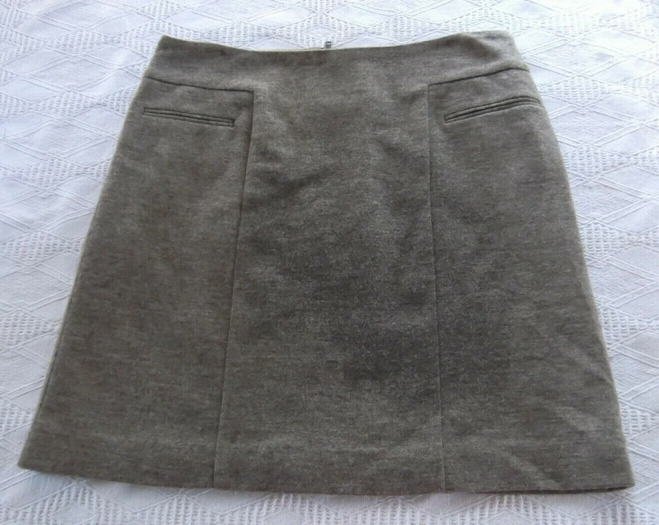 Falda Ann Taylor Jersey Marrón Lana Misses Talla 6 Hasta la Rodilla