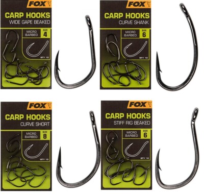 FOX Carp Hooks Haken Neue Serie Wide Gape Curve Shank Short Stiff Rig CHK227-240