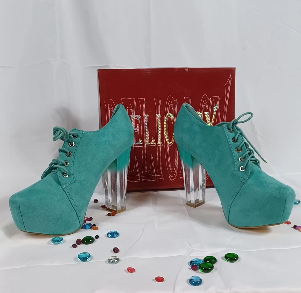 Delicacy Nwt, Shoe Boots Platform Heels Womens Size 10 In Unique Aqua Mint! - Image 3 of 4