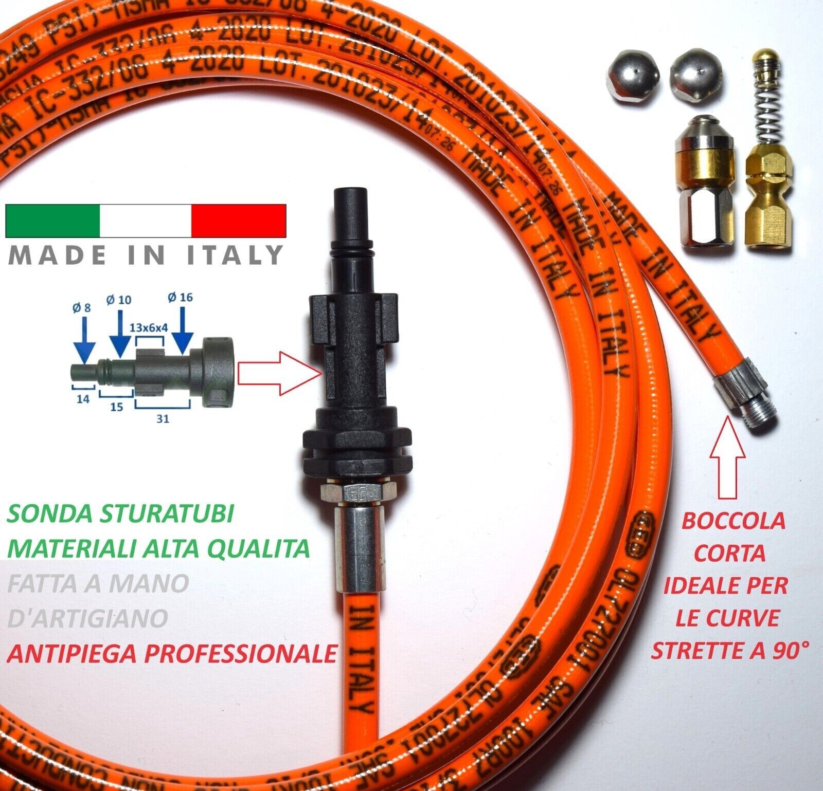 Sonda Sturatubi 25MT per Annovi e Black Decker - Kit 4 Getti Professionale