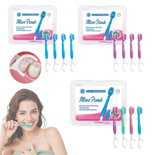 5 in 1 Toothbrush with Floss On The Go, Travel Portable Oral Care Toothbrush GT - Picture 4 of 28