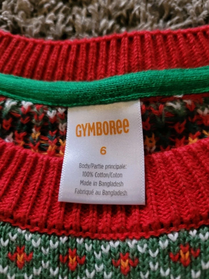Conjunto de suéter y pantalones de vestir de pana marrón para niños Gymboree talla 6 navideños  Foto 3 de 4