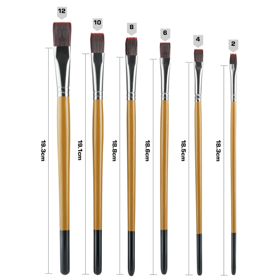 Pinceles ArtiPaint Gouache Póster Color Acrílico Acuarela Cerdas Planas Calidad Foto 3 de 4