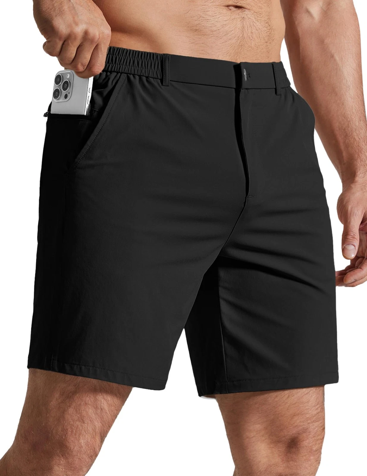 Mens Golf Shorts 7" Stretch Quick Dry Lightweight Elastic Waist Hiking Shorts...