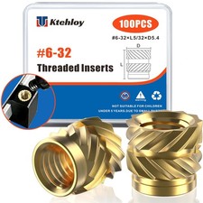 100Pcs #6-32 Threaded Inserts, #6-32 Female Thread SAE Knurled Nuts Assortmen...