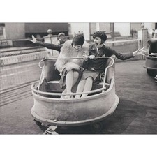 Women on Whip Amusement Park Ride Black and White Friendship Card for Woman