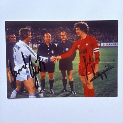 Bernard Dietz Klaus Toppmöller Original Signiert Autogramm Foto 1. FCK MSV DFB