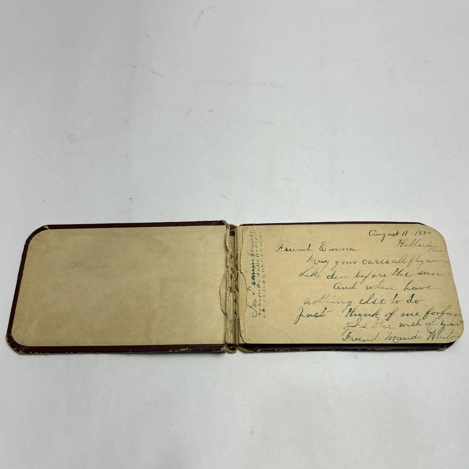 1890s Decorative Pocket Journal Small Notebook - “Autographs” - Written In - Image 2 of 4