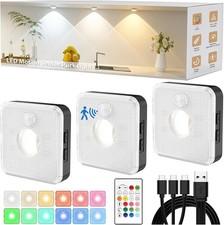 GBEAST 3-Pack RGB Puck Lights, Remote/Motion ...