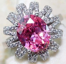 6CT Treated Pink Sapphire  Topaz 925 Sterling Silver Ring Jewelry Sz 6 MK1-3