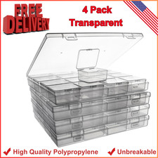 Bead Storage Containers - 64 Clear Plastic Bead Organizer Boxes with Hinged Lid
