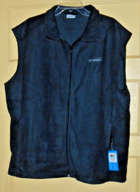 Columbia Men’s Full Zip Fleece Vest Navy Blue Size 2XL Warm Outdoor Hiking NWT