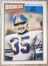Topps Ken Bell #34 Denver Broncos 1987 NFL Football Trading Card