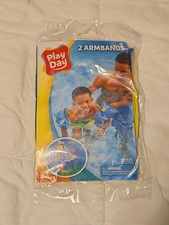 Play Day Armband Floaties Shark Fish Scuba Ocean Blue Yellow 2 Armbands Floats