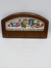Vintage “Country fresh” Cross Stitch Wooden Peg/hook Decor READ