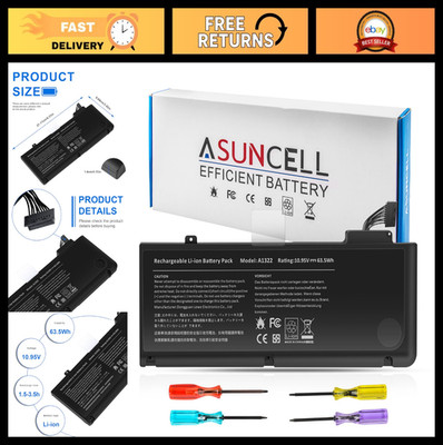 Laptop Battery for MacBook Pro 13'' Mid 2012/2010, A1322 A1278, High Capacity Rep