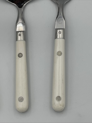 WF Mardi Gras Acciaio Inox 3pz Servizio Forchetta Washington Forge COREA Manico Bianco GB - Foto 2 di 17