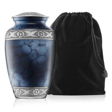 Cremation Urn for Human Ashes - Blue and Silver