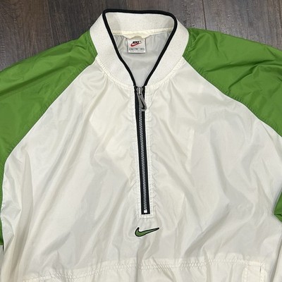 Vtg 90s Nike Center Swoosh Quarter Zip Windbreaker Jacket Lime